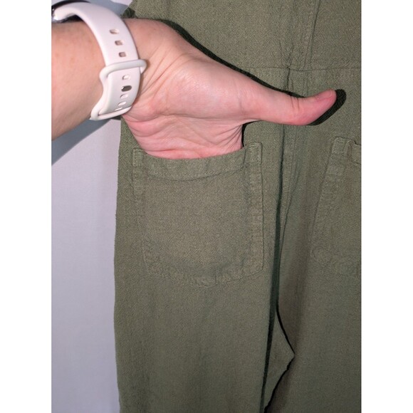 Cat & Jack Jumpsuit L 10 12 Girl's Green Linen Blend Spaghetti Strap Romper - Picture 5 of 8